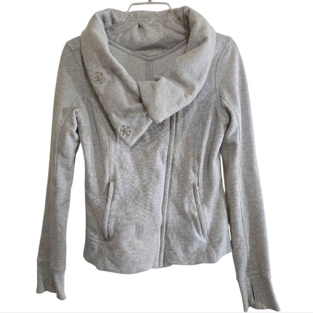Lululemon Karmacollected Jacket Heathered Light Grey 6 Cotton Fleece - Picture 7 of 12
